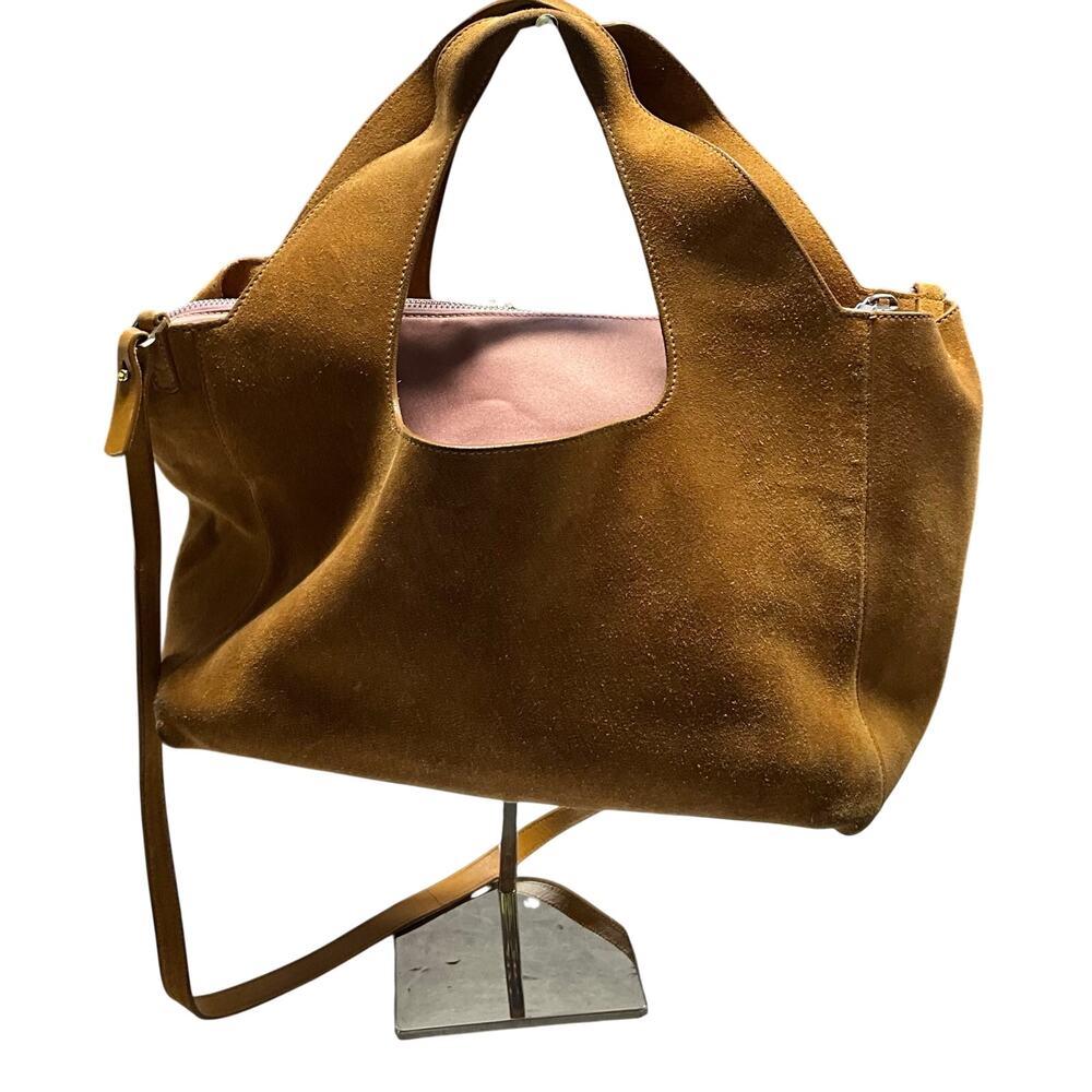 The Row TR1 Camel Suede hobo shoulder bag